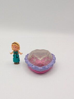 Vintage 1993 Polly Pocket Heart Pendant Charm Purple Clear Dome Locket Figure